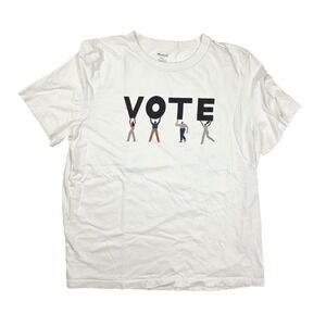 Madewell Lighthouse White Vote Graphic Tomboy Crew Neck T-Shirt  Women's Size L